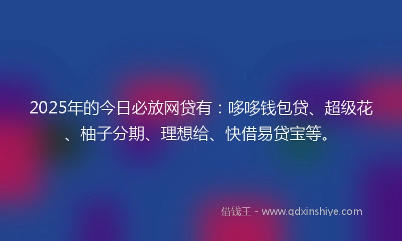 2025年的今日必放网贷有：哆哆钱包贷、超级花、柚子分期、理想给、快借易贷宝等。