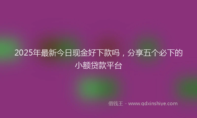 2025年最新今日现金好下款吗，分享五个必下的小额贷款平台