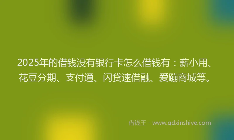 2025年的借钱没有银行卡怎么借钱有：薪小用、花豆分期、支付通、闪贷速借融、爱蹦商城等。