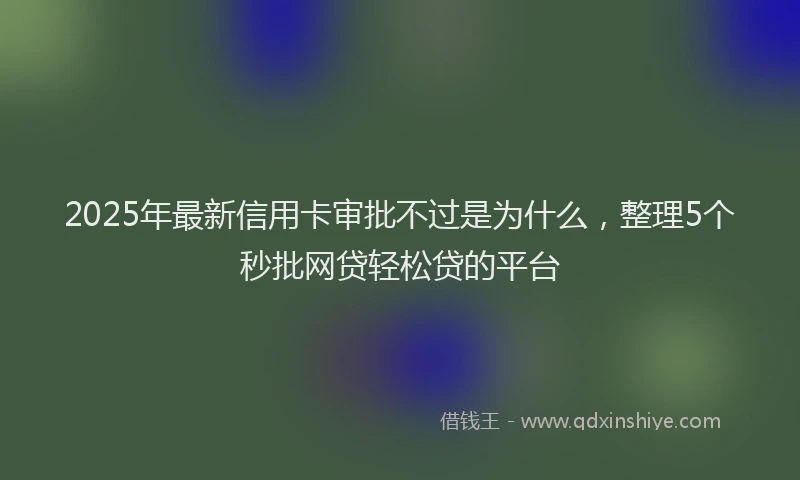 2025年最新信用卡审批不过是为什么，整理5个秒批网贷轻松贷的平台