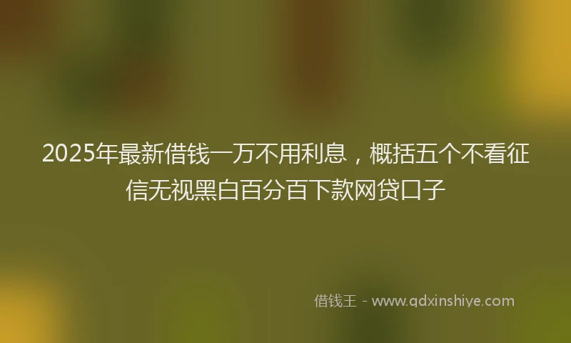 2025年最新借钱一万不用利息，概括五个不看征信无视黑白百分百下款网贷口子