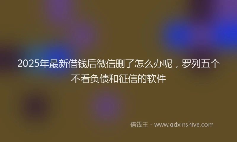 2025年最新借钱后微信删了怎么办呢，罗列五个不看负债和征信的软件