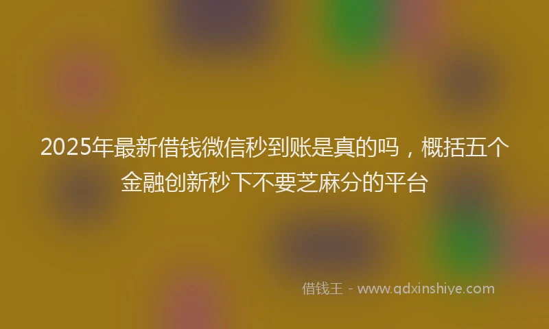 2025年最新借钱微信秒到账是真的吗，概括五个金融创新秒下不要芝麻分的平台