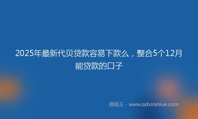 2025年最新代贝贷款容易下款么，整合5个12月能贷款的口子