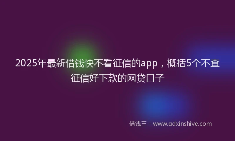 2025年最新借钱快不看征信的app，概括5个不查征信好下款的网贷口子