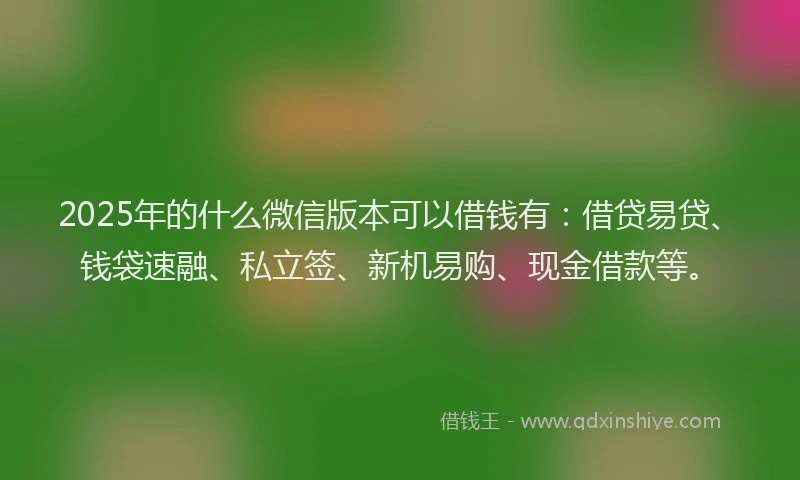 2025年的什么微信版本可以借钱有：借贷易贷、钱袋速融、私立签、新机易购、现金借款等。