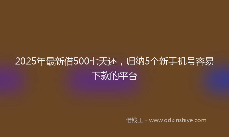 2025年最新借500七天还，归纳5个新手机号容易下款的平台