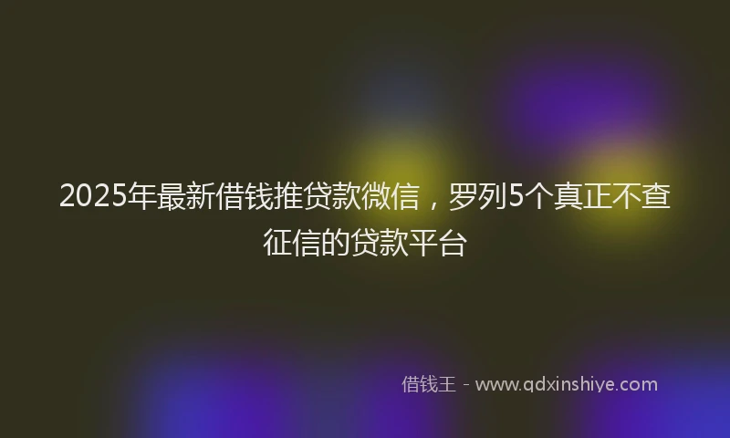 2025年最新借钱推贷款微信，罗列5个真正不查征信的贷款平台