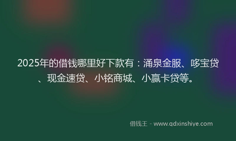 2025年的借钱哪里好下款有：涌泉金服、哆宝贷、现金速贷、小铭商城、小赢卡贷等。