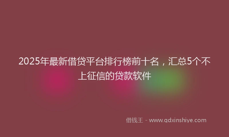 2025年最新借贷平台排行榜前十名，汇总5个不上征信的贷款软件