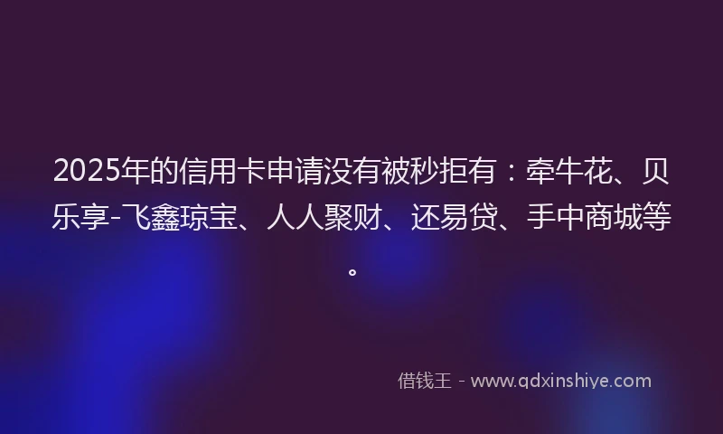 2025年的信用卡申请没有被秒拒有：牵牛花、贝乐享-飞鑫琼宝、人人聚财、还易贷、手中商城等。
