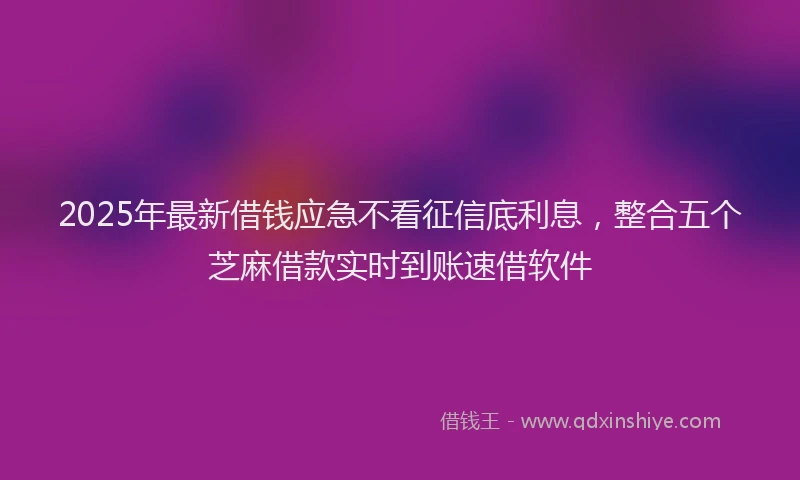2025年最新借钱应急不看征信底利息，整合五个芝麻借款实时到账速借软件