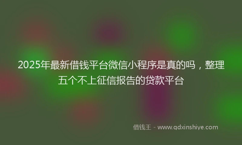 2025年最新借钱平台微信小程序是真的吗，整理五个不上征信报告的贷款平台