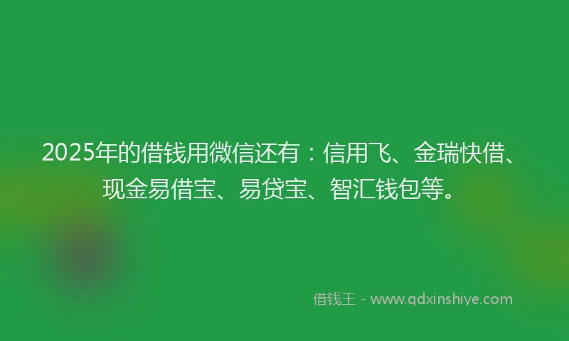 2025年的借钱用微信还有：信用飞、金瑞快借、现金易借宝、易贷宝、智汇钱包等。