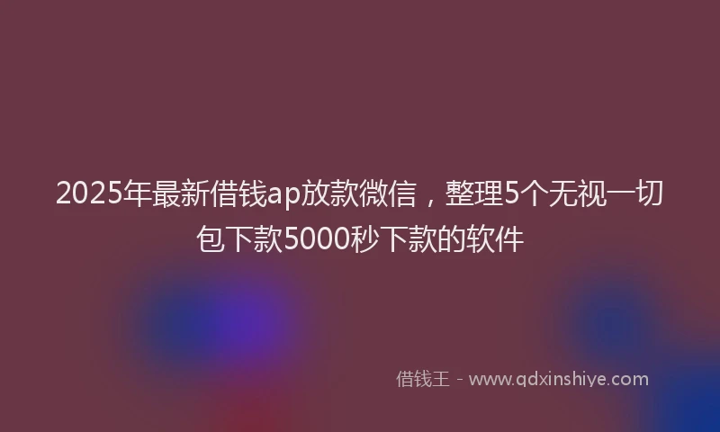 2025年最新借钱ap放款微信，整理5个无视一切包下款5000秒下款的软件