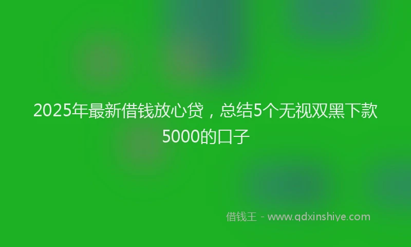 2025年最新借钱放心贷，总结5个无视双黑下款5000的口子