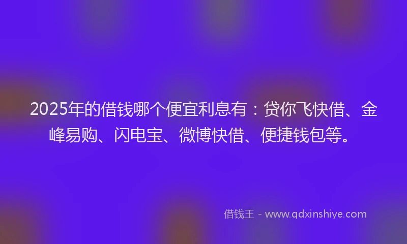 2025年的借钱哪个便宜利息有：贷你飞快借、金峰易购、闪电宝、微博快借、便捷钱包等。