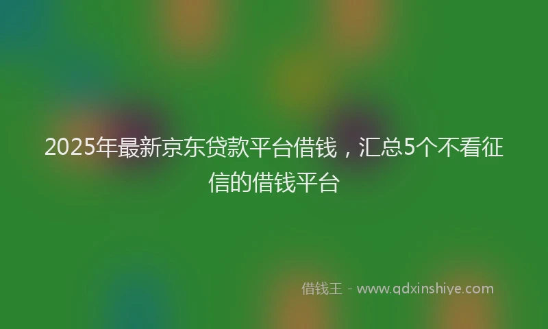 2025年最新京东贷款平台借钱，汇总5个不看征信的借钱平台