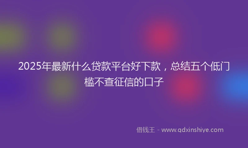 2025年最新什么贷款平台好下款，总结五个低门槛不查征信的口子