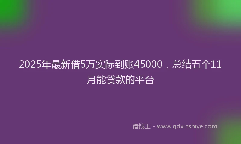 2025年最新借5万实际到账45000，总结五个11月能贷款的平台
