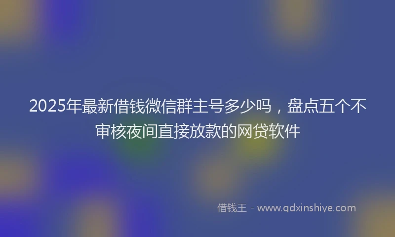 2025年最新借钱微信群主号多少吗，盘点五个不审核夜间直接放款的网贷软件
