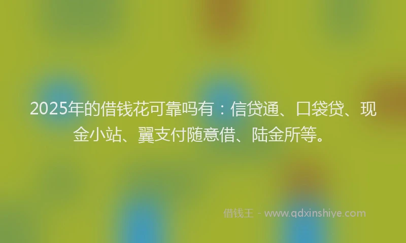 2025年的借钱花可靠吗有：信贷通、口袋贷、现金小站、翼支付随意借、陆金所等。