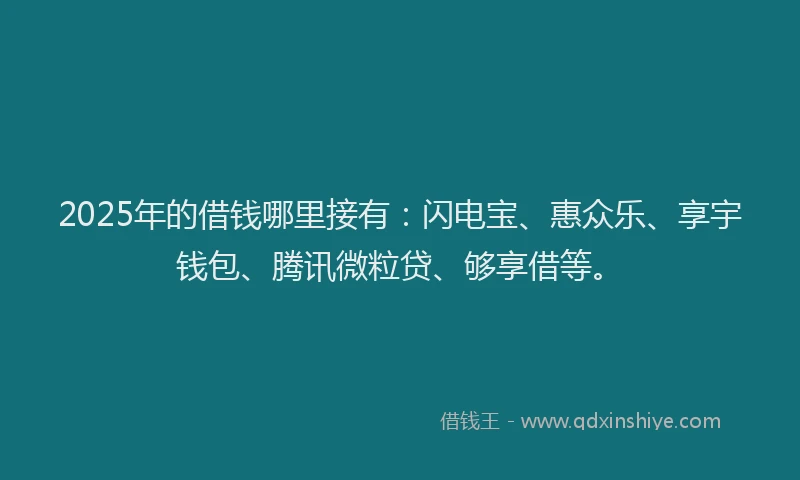 2025年的借钱哪里接有：闪电宝、惠众乐、享宇钱包、腾讯微粒贷、够享借等。