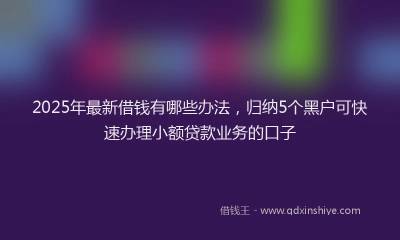2025年最新借钱有哪些办法，归纳5个黑户可快速办理小额贷款业务的口子