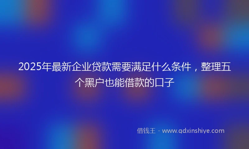 2025年最新企业贷款需要满足什么条件，整理五个黑户也能借款的口子