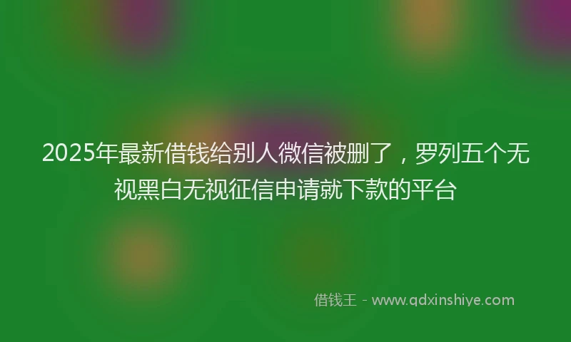 2025年最新借钱给别人微信被删了，罗列五个无视黑白无视征信申请就下款的平台