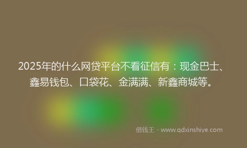 2025年的什么网贷平台不看征信有：现金巴士、鑫易钱包、口袋花、金满满、新鑫商城等。