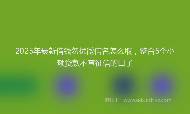 2025年最新借钱勿扰微信名怎么取，整合5个小额贷款不查征信的口子
