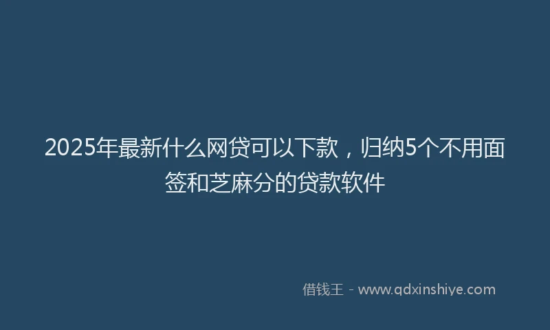 2025年最新什么网贷可以下款，归纳5个不用面签和芝麻分的贷款软件