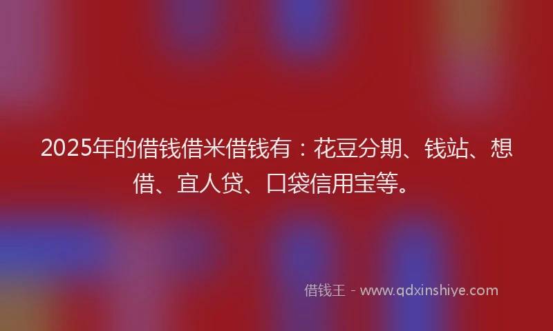 2025年的借钱借米借钱有：花豆分期、钱站、想借、宜人贷、口袋信用宝等。