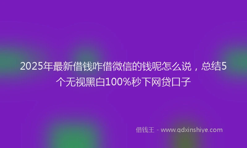 2025年最新借钱咋借微信的钱呢怎么说，总结5个无视黑白100%秒下网贷口子
