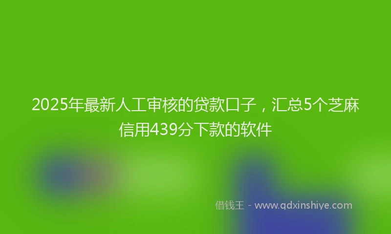 2025年最新人工审核的贷款口子，汇总5个芝麻信用439分下款的软件