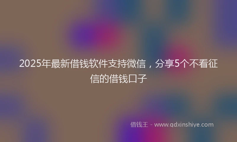 2025年最新借钱软件支持微信，分享5个不看征信的借钱口子