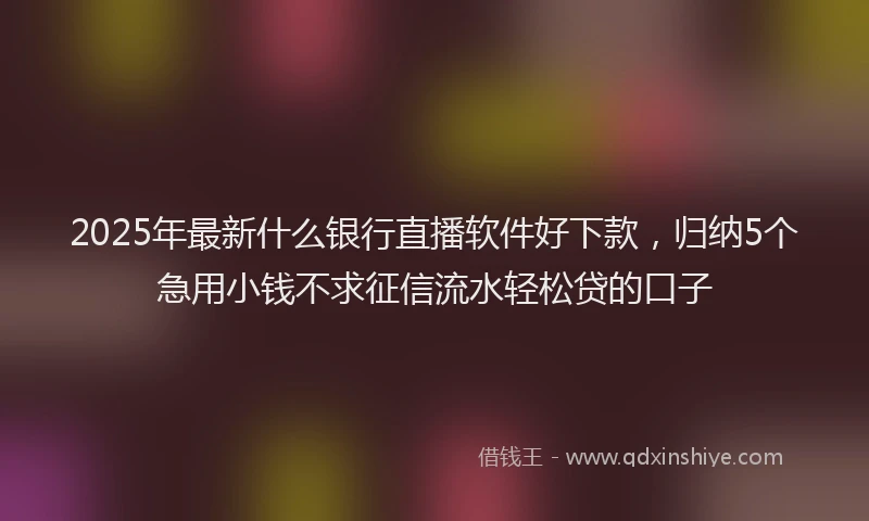 2025年最新什么银行直播软件好下款，归纳5个急用小钱不求征信流水轻松贷的口子