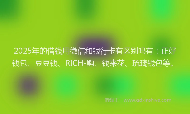 2025年的借钱用微信和银行卡有区别吗有：正好钱包、豆豆钱、RICH-购、钱来花、琉璃钱包等。