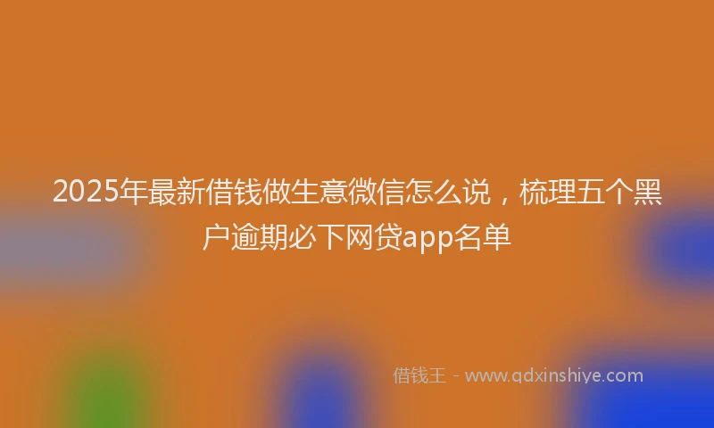 2025年最新借钱做生意微信怎么说，梳理五个黑户逾期必下网贷app名单