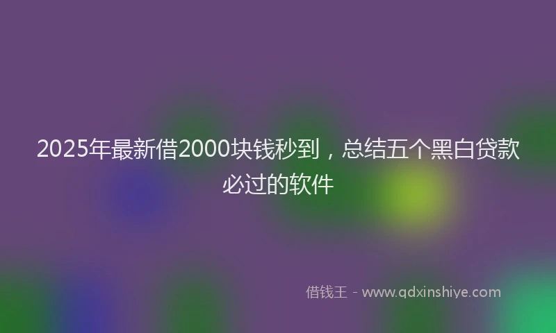 2025年最新借2000块钱秒到，总结五个黑白贷款必过的软件