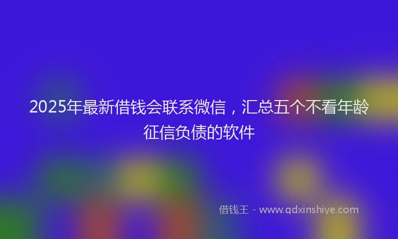 2025年最新借钱会联系微信，汇总五个不看年龄征信负债的软件