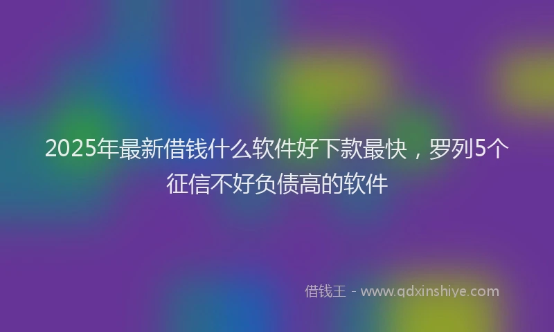 2025年最新借钱什么软件好下款最快，罗列5个征信不好负债高的软件