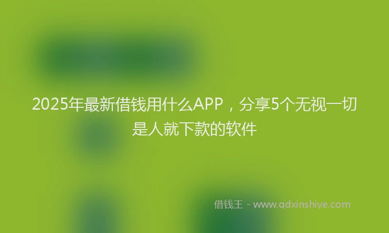 2025年最新借钱用什么APP，分享5个无视一切是人就下款的软件
