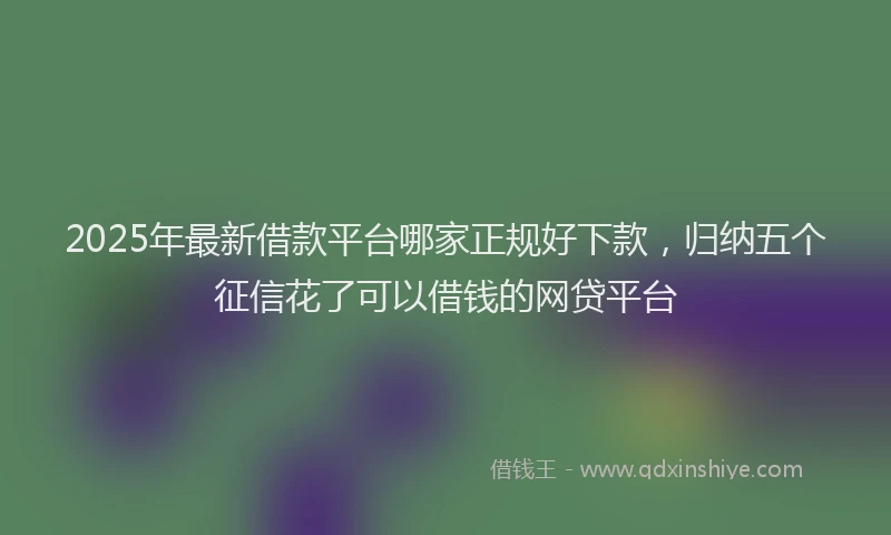 2025年最新借款平台哪家正规好下款，归纳五个征信花了可以借钱的网贷平台