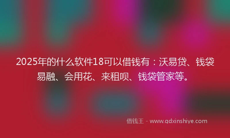 2025年的什么软件18可以借钱有：沃易贷、钱袋易融、会用花、来租呗、钱袋管家等。