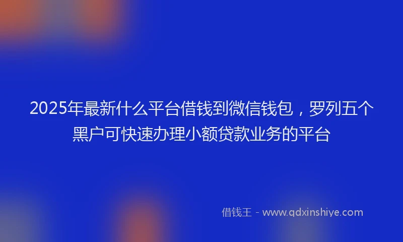 2025年最新什么平台借钱到微信钱包，罗列五个黑户可快速办理小额贷款业务的平台