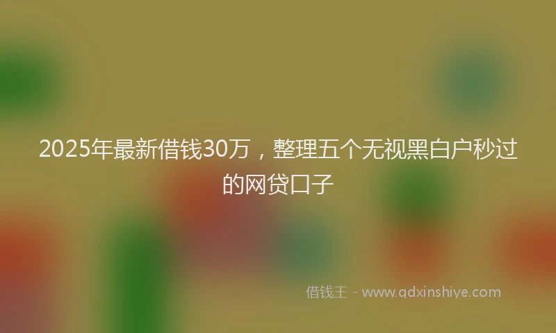 2025年最新借钱30万，整理五个无视黑白户秒过的网贷口子