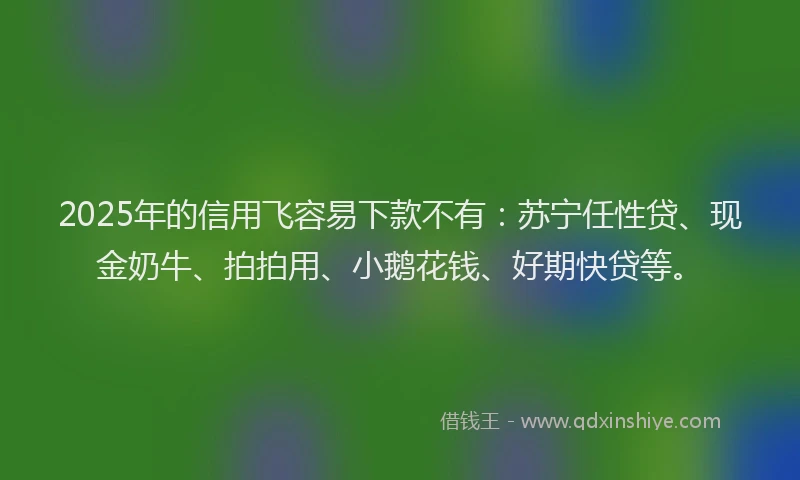 2025年的信用飞容易下款不有：苏宁任性贷、现金奶牛、拍拍用、小鹅花钱、好期快贷等。