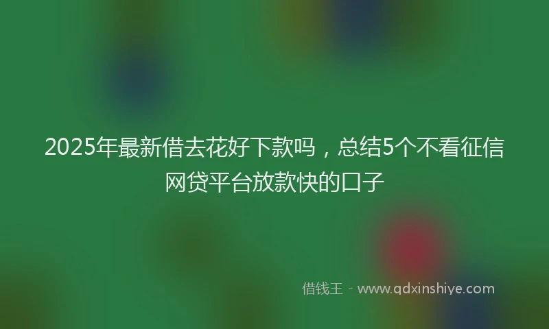 2025年最新借去花好下款吗，总结5个不看征信网贷平台放款快的口子